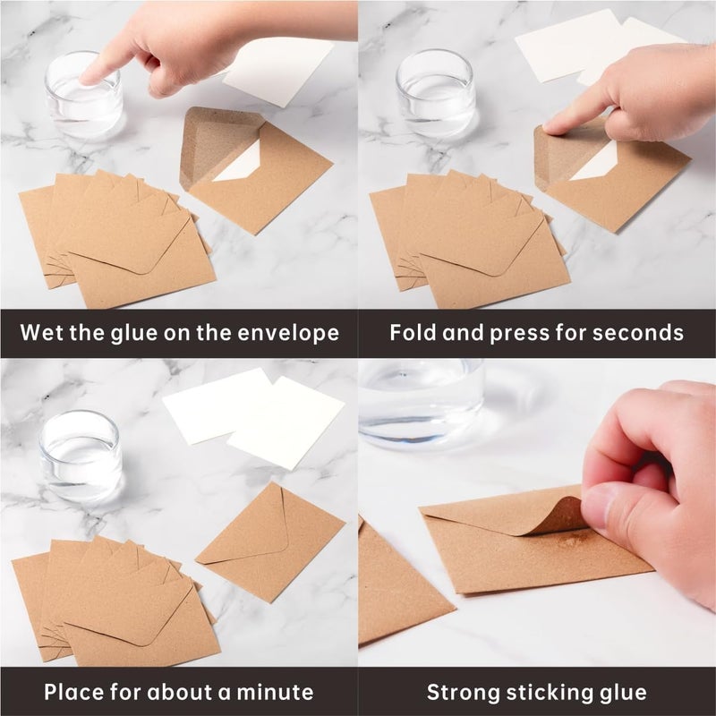 Keketer 50 Sets Kraft Mini Envelopes with Blank Gift Cards, Business & Note Cards - Wedding Invitation, Graduation, Holiday Pocket Envelopes 4x2.75" Bulk for Party Favors & Scrapbooking - Image 3